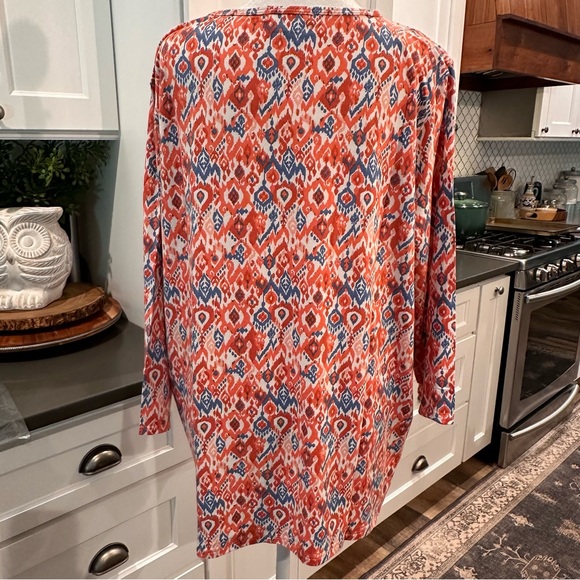 Orvis Womens Ikat 3/4 Sleeve Tee Shirt Tunic Size XL Colorful Modal Stretch NWT - Picture 2 of 14